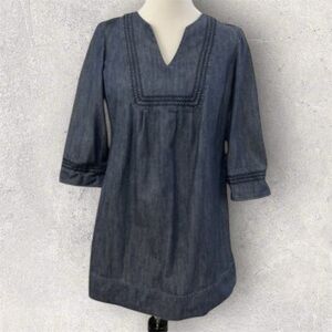 Boden embroidered collar chambray tunic mini dress